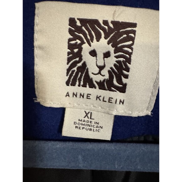 Anne Klein Blue Wool Blend Peacoat Size Large | Double Breasted Flared Hem Coat - Picture 7 of 7